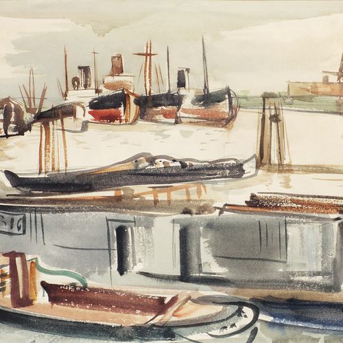Kurt Löwengard (Hamburg 1895 - London 1940). Port of Hamburg. Watercolour, 29,5 &hellip;