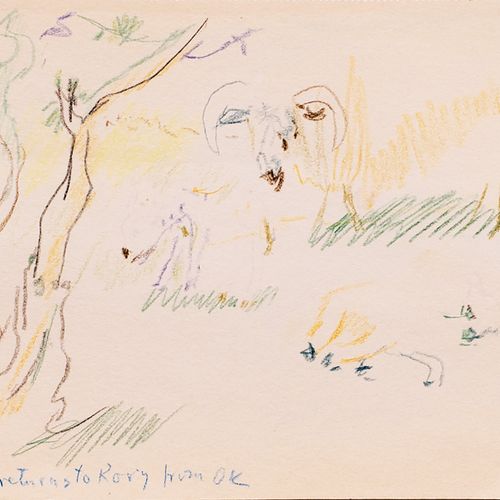 Oskar Kokoschka (Pöchlarn 1886 - Montreux 1980). Sheep and Lambs. Farbstiftzeich&hellip;