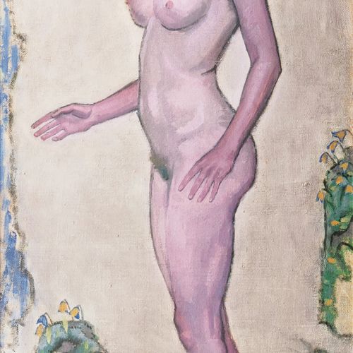 Otto Fischer-Trachau (Trachau 1878 - Hamburg 1958). Standing Nude. Tempera/toile&hellip;