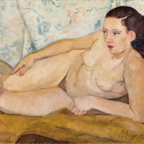 Bruno Beye (Magdeburg 1895 - Magdeburg 1976). Lying Nude. Öl/Karton, 52 x 61 cm,&hellip;