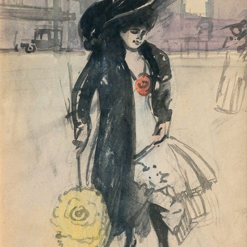Ernst Matthes (Düsseldorf 1878 - Westfront 1918). Elegant Berlin Lady. Acuarela,&hellip;