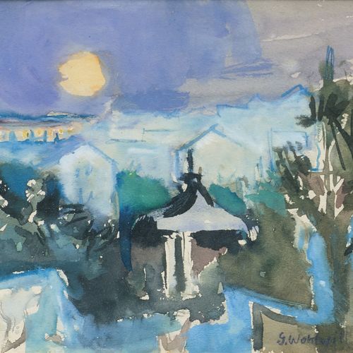 Gretchen Wohlwill (Hamburg 1878 - Hamburg 1962). Blankenese by Night. Aquarell, &hellip;