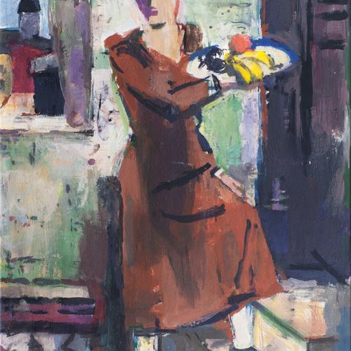 Erich Hartmann (Elberfeld 1886 - Hamburg 1974). Woman with Fruit Bowl. Tempera/f&hellip;
