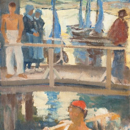 Ulrich Hübner (Berlin 1872 - Neubabelsberg 1932). On the Jetty. Huile/toile, 50 &hellip;