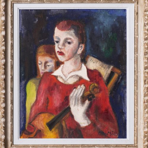 Otto Möller (Schmiedefeld/Thür. 1883 - Berlin 1964). Couple with Violin. Óleo/li&hellip;