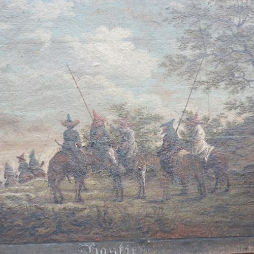 Null "Mongols devant Vienne",huile sur toile montée sur carton à peindre,marquée&hellip;