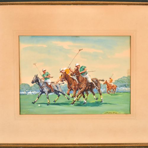 Null Adrian Hill (1895-1977) Brite. "Polo at Cowdray Park", Aquarell, verso auf &hellip;