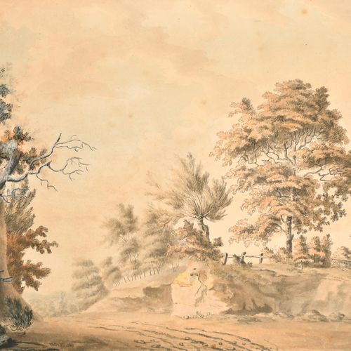 Null William Day (1764-1807) Britannique. A Country Lane, Aquarelle, Inscription&hellip;