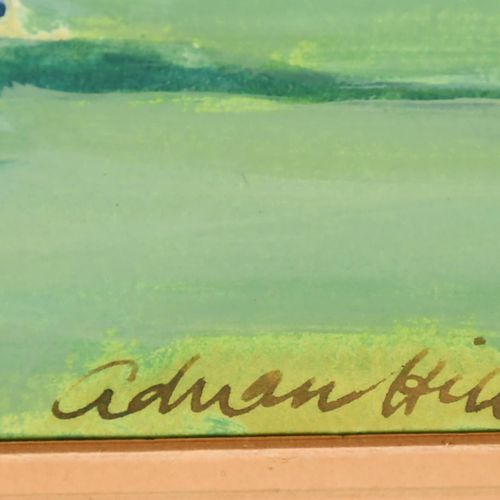Null 阿德里安-希尔（1895-1977）英国人。"Cowdray公园的马球"，水彩画，签名，并在标签背面刻字，9.5" x 13.5" (24.2 x 3&hellip;