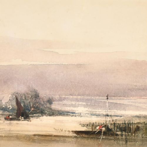 Null Circle of Richard Parkes Bonington (1802-1828) British. A River Landscape w&hellip;