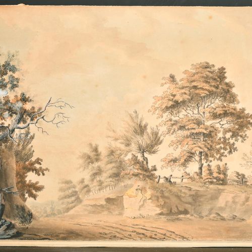 Null William Day (1764-1807) Britannique. A Country Lane, Aquarelle, Inscription&hellip;