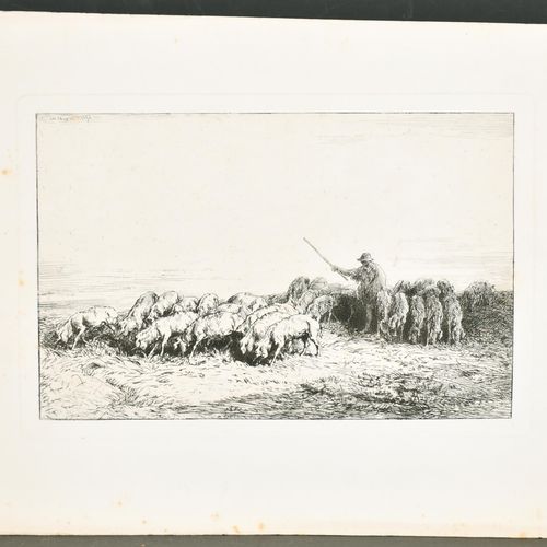 Null D'après Charles Jacque (1813-1894) français. Le berger et son troupeau, eau&hellip;