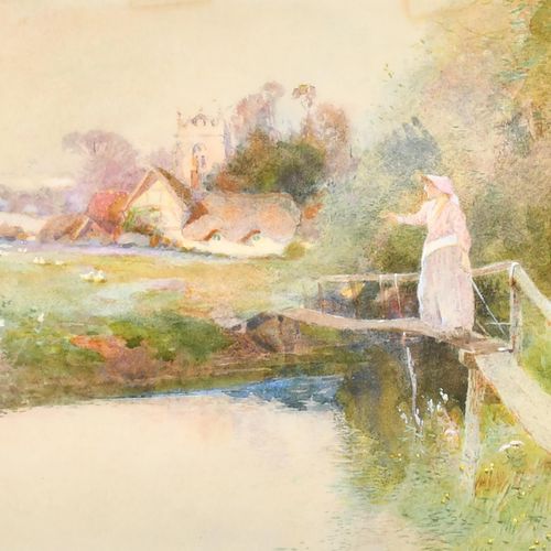 Null Thomas MacKay (1851-1920) Britannique. Une jeune fille traversant un pont e&hellip;