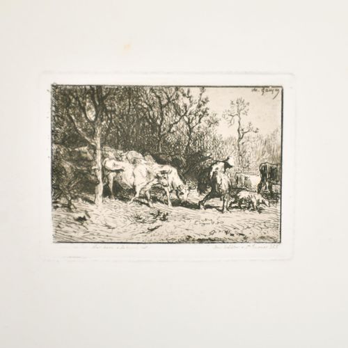 Null After Charles Jacque (1813-1894) French. Shepherd and his Flock, Etching, 6&hellip;