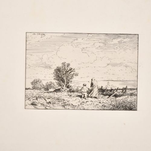 Null After Charles Jacque (1813-1894) French. Shepherd and his Flock, Etching, 6&hellip;