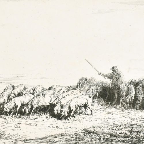 Null Nach Charles Jacque (1813-1894) Französisch. Hirte und seine Herde, Radieru&hellip;