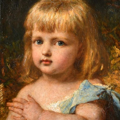 Null 卡尔-威廉-弗里德里希-鲍尔勒（1831-1912）德国人。年轻女孩的半身像，布面油画，签名，14.5" x 12.5" (36.8 x 31.7cm&hellip;