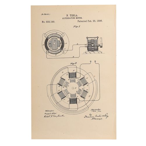 Null 尼古拉-特斯拉--电子马达专利


"交流电机"


原始美国专利石版画


第555,190号


提交时间: 1888年5月15日


获得专利。&hellip;