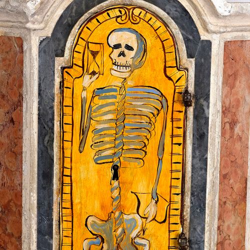 Null Armoire de sacristie avec squelette 
Italie 
XVIe siècle 
Marbre incrusté, &hellip;