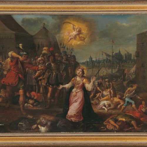 Null Peintre baroque allemand, fin du XVIIe siècle, Le Martyre de Sainte Ursule &hellip;