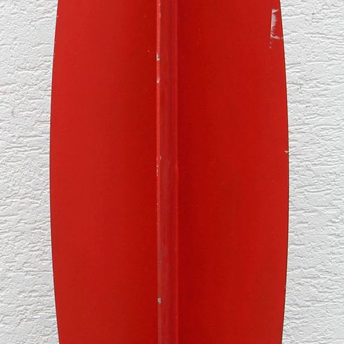 Null Fächerspindel, Eisenobjekt auf rundem Fuß, ,D: ca. 44 cm, rot lackiert, H: &hellip;