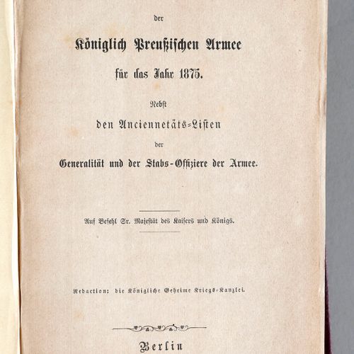 Null Rang- und Quartiersliste der königlich Preußischen Armee (5 Bände), ,für di&hellip;