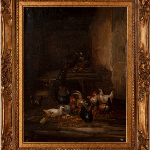 Claude Guilleminet Claude Guilleminet (Paris 1821-1885), ,Ferme de poulets avec &hellip;