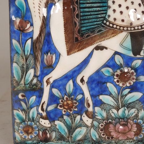 IRÁN, período Qadjar, siglo XIX. 
Gran azulejo rectangular Qadjar silíceo con de&hellip;