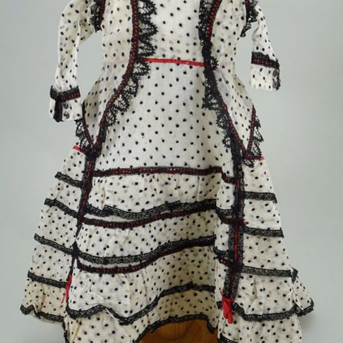 A good 1860s style cream and black polka dot French fashion dolls dress and jack&hellip;