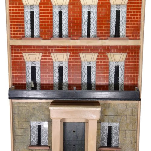 A large furnished Silber & Fleming painted wooden box-back dolls house, German 1&hellip;