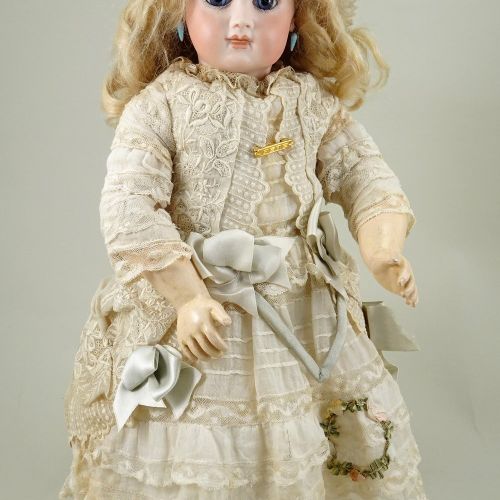 An early Emile Jumeau bisque head E.J Bebe doll, size 6, French circa 1880, An e&hellip;