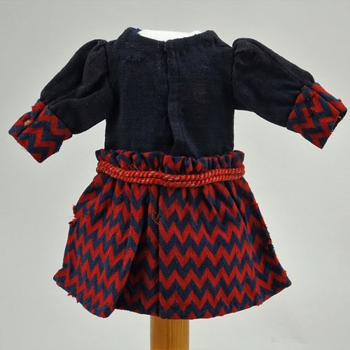 A good original red and navy dolls dress for size 2 French Bebe, circa 1880, A g&hellip;