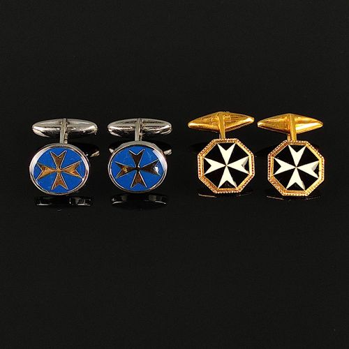 Two pairs of cufflinks, Order of Malta, one gilded sterling silver and the Deux &hellip;