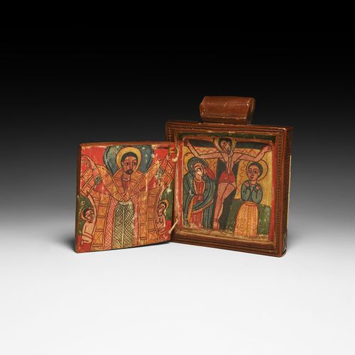 Null Icône éthiopienne portable en bois. Fin du XVIe siècle. Icône portable bifa&hellip;