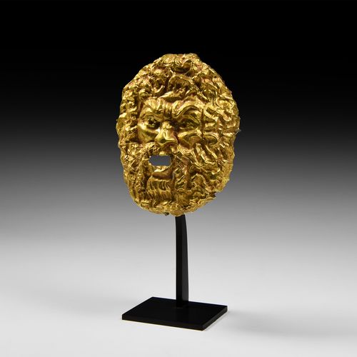 Null Roman Gold Satyr Mask. 1st century BC-1st century AD. A sheet-gold miniatur&hellip;