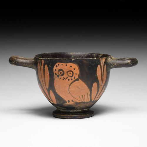 Null Greek Attic Skyphos with Owls. 5th-4th century BC. A ceramic skyphos with s&hellip;