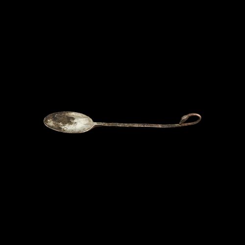 Null Hellenistic Silver Spoon. 2nd-1st century BC. A silver spoon comprising a f&hellip;