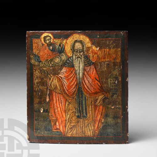 Null Icona greca di Sant'Onofrio. Tardo XVII secolo d.C. Icona greco-ortodossa f&hellip;