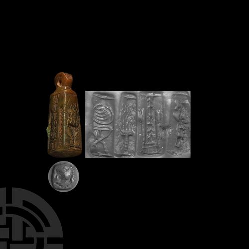 Null Barrel-Shaped Stamp Seal Pendant. C.10th-7th century B.C. A serpentine stam&hellip;