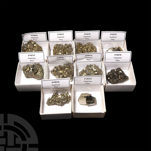 Null Pyrite Crystal Collection.. A group of ten pyrite or 'fool's gold' specimen&hellip;