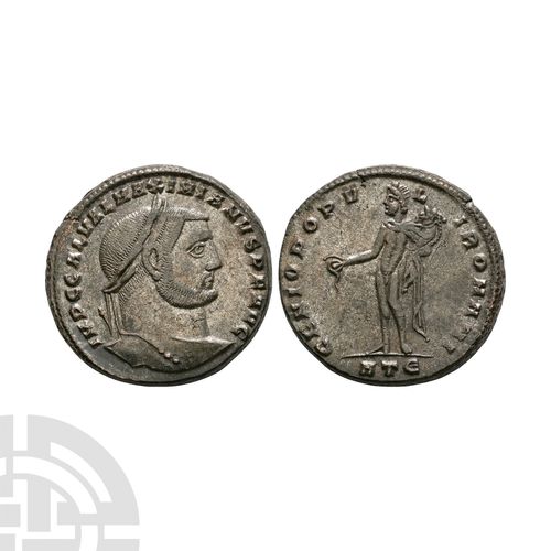 Null Maximiano - Genio Follis plateado. 296-298 d.C. Ceca de Heraclea. Obv: leye&hellip;
