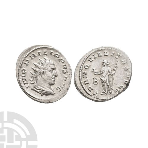 Null Philippe I - Tranquilitas AR Antoninianus. 248 après J.-C. Monnaie de Rome.&hellip;
