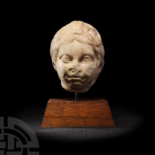 Null 
罗马大理石丘比特头像，公元2-3世纪。一个雕刻的大理石丘比特（希腊的爱神）头像，有圆润的肉体特征，波浪形的头发从太阳穴向后掠过；底部有支架条突出。 &hellip;