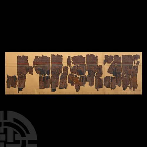 Null 
Gruppo di frammenti di papiro egizio con geroglifici, Iside, Osiride e Anu&hellip;