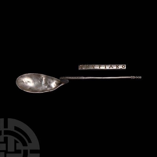 Null 
Late Roman Silver Liturgical Spoon for Kyriakos, Early 5th century A.D. A &hellip;