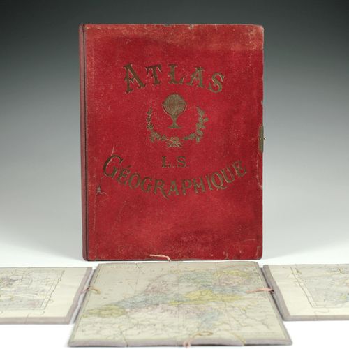 Null Puzzle de géographie. France, vers 1860, Atlas Géographique, trois cartes d&hellip;