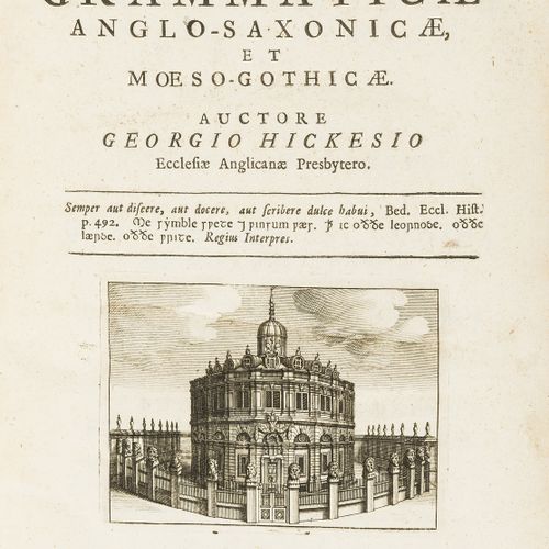 George Hickes Dizionario.- Hickes (George) Institutiones Grammaticæ Anglo-Saxoni&hellip;