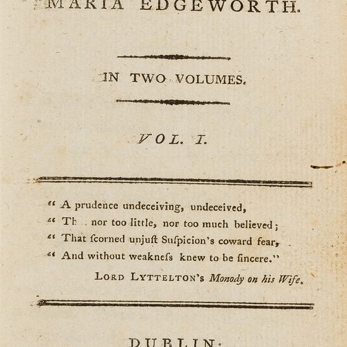 Maria Edgeworth Edgeworth (Maria) Belinda, 2 Bände, erste Dubliner Ausgabe, letz&hellip;