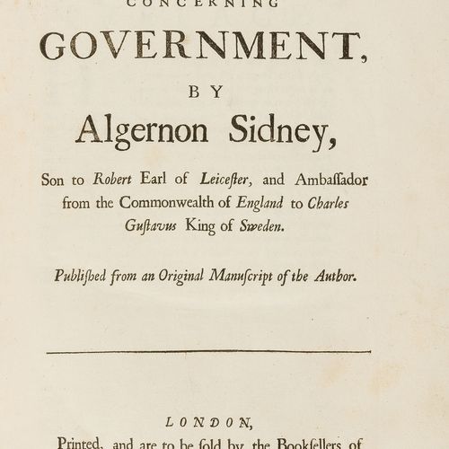 Algernon Sidney 
Sidney (Algernon) Discourses Concerning Government, salissures &hellip;