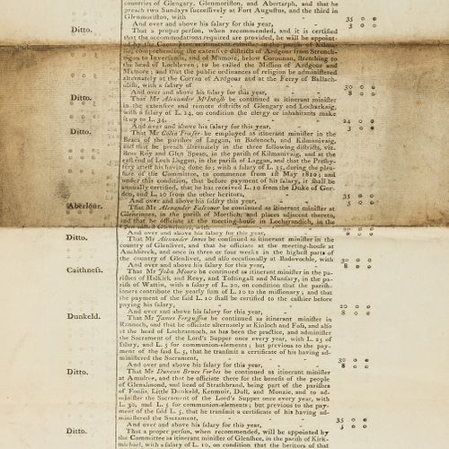 Null 苏格兰传教士和慕道者--皇家赏金管理委员会雇用的传教士和慕道者计划，从1810年11月的第一天到1811年11月的第一天，对开本，折叠，第一页的一个部&hellip;